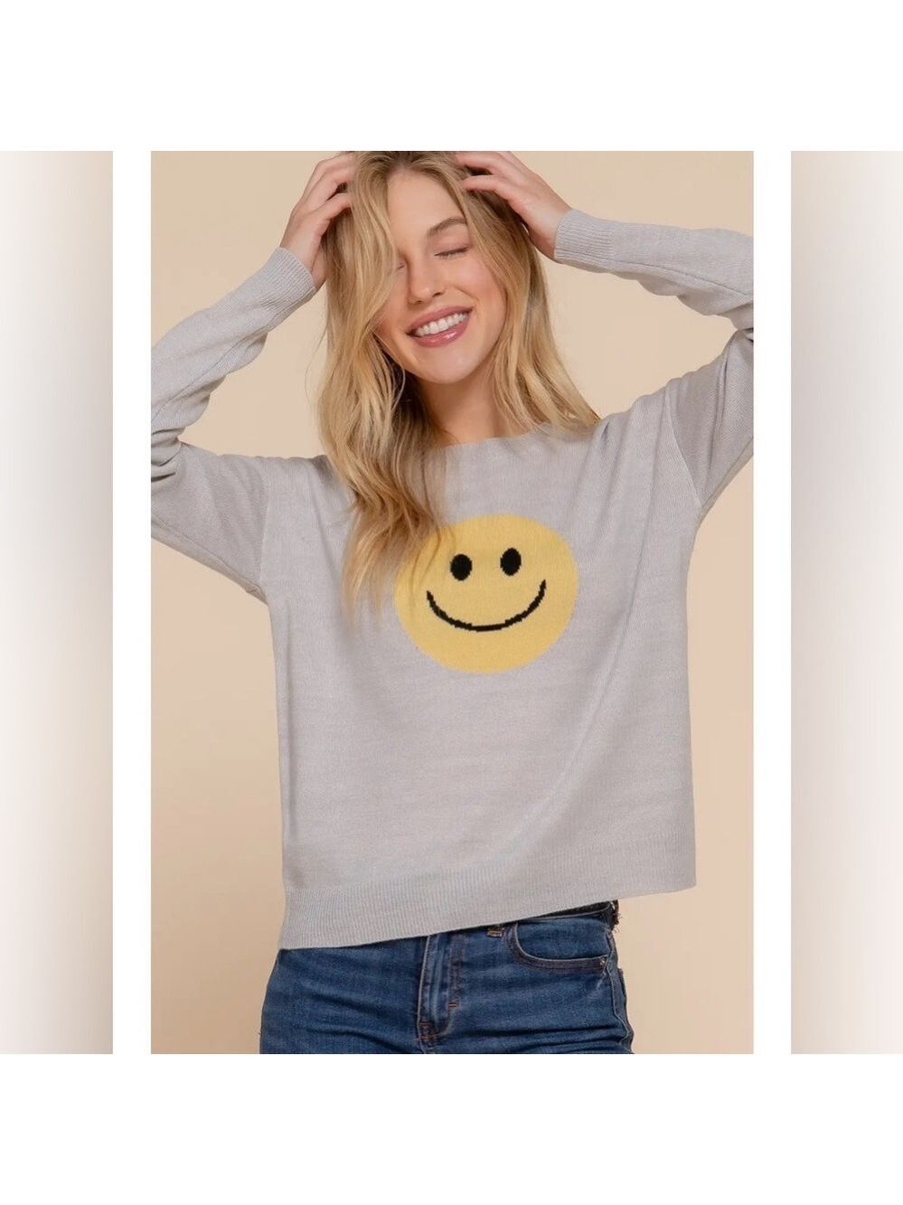 ($16) Happy Face Sweater